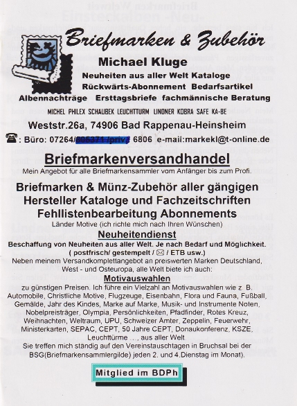 Briefmarken und Zubehr Kluge